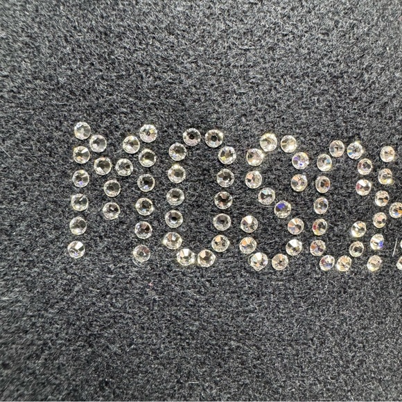 Moschino scarf scarve wrap black Swarovski crystals silver tassles bling luxe - Picture 4 of 7